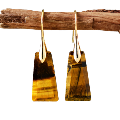 Tiger Eye Stone Multi-Tone 18k Gold Plated Earrings