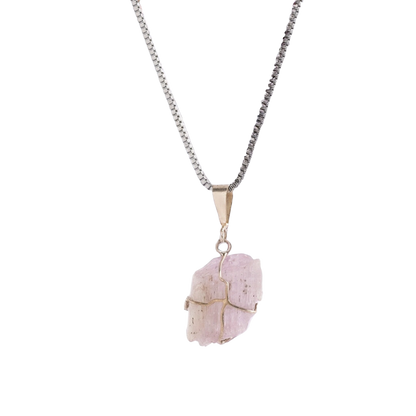 Kunzite Crystal Stone Pendant - Raw Gemstone