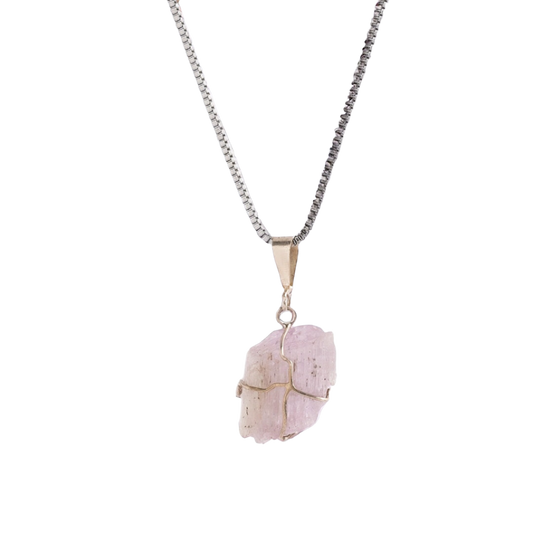 Kunzite Crystal Stone Pendant - Raw Gemstone