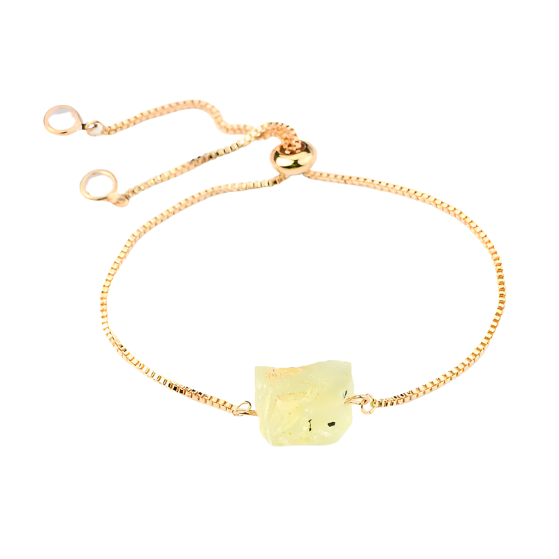 Adjustable Natural Citrine Stone Crystal Bracelet | 18K Gold Plated