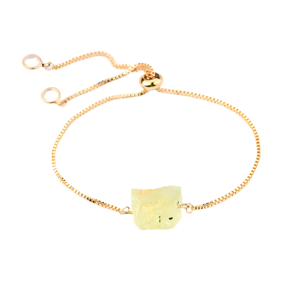 Adjustable Natural Citrine Stone Crystal Bracelet | 18K Gold Plated