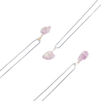 Kunzite Crystal Stone Pendant - Raw Gemstone