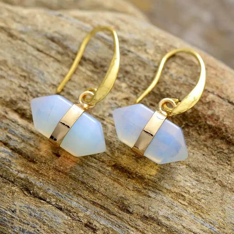 18K Gold Plated Opal Stone Earrings | Natural Gemstone