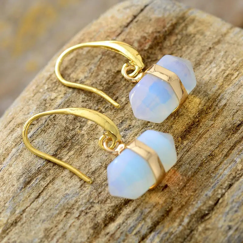 18K Gold Plated Opal Stone Earrings | Natural Gemstone