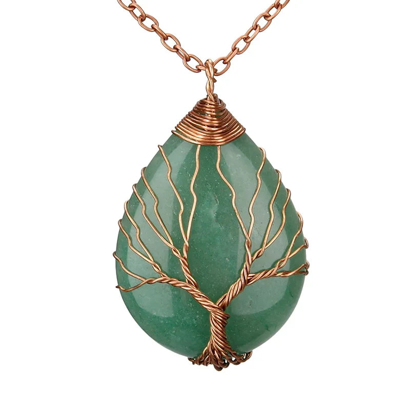 Blue Sand Stone Handmade Drop Shape Tree Pendant | Gemstone Pendant