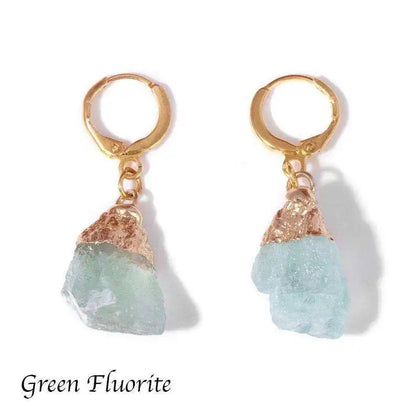 Radiant Natural Raw Crystal Earrings 18K Gold Plated