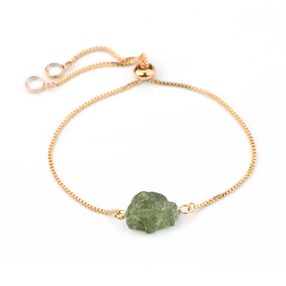 Adjustable Natural Citrine Stone Crystal Bracelet | 18K Gold Plated