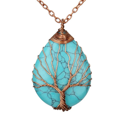 Blue Sand Stone Handmade Drop Shape Tree Pendant | Gemstone Pendant