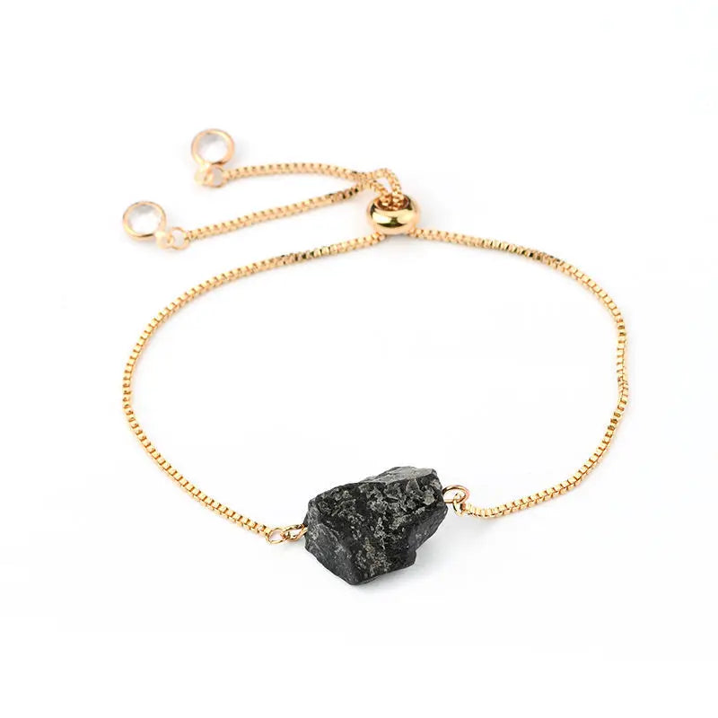 Adjustable Natural Citrine Stone Crystal Bracelet | 18K Gold Plated