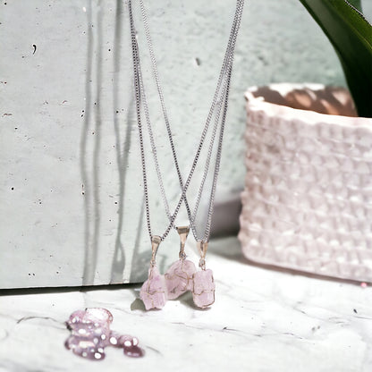 Kunzite Crystal Stone Pendant - Raw Gemstone